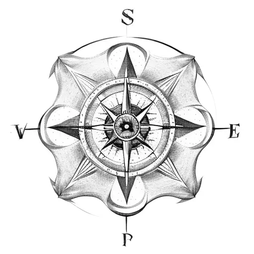 A Gaming Console Controller Intertwined With A Compass Rose