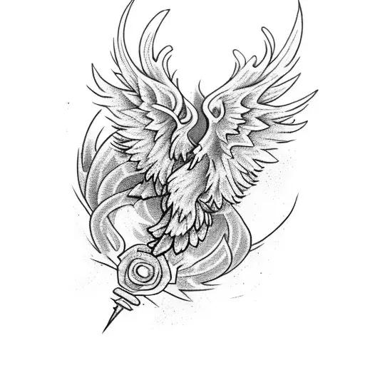Tattoo Flash Of A Phoenix