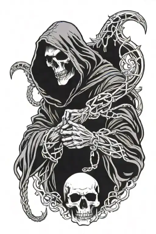 Grim Reaper In Hand Cuffs