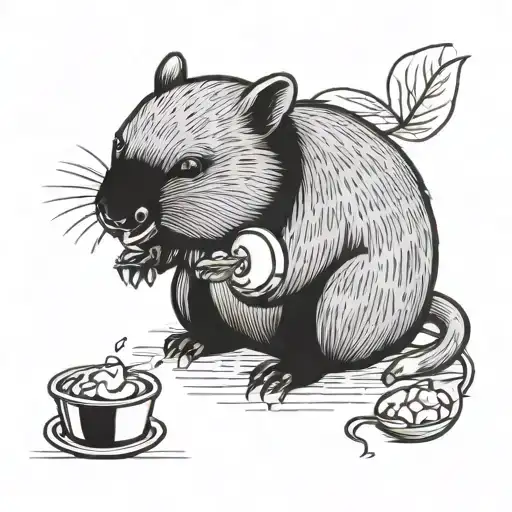 Cartoon Wombat Eating Vegemite