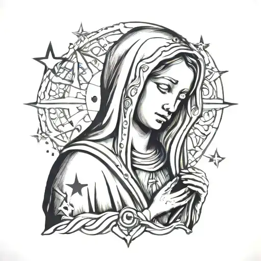 Virgin Mary And Stars