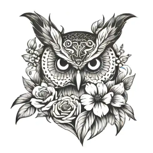 Owl With Flowers