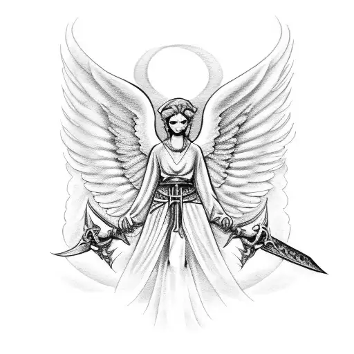 Angel With Fire For Wings And Sword