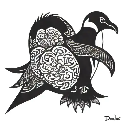 Combine The Du Plessis Crest With A Penguin In A Unique And Intricate Design