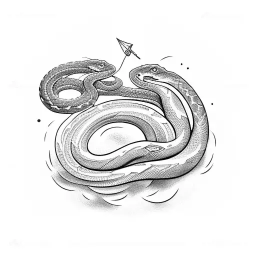 A Snake Coiled Around An Anchor