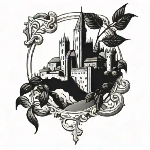 Italian Laurel And Milan Castle Over It