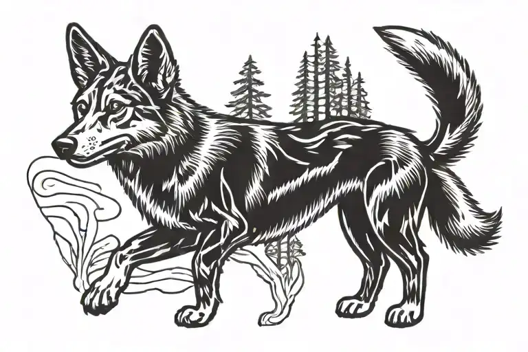 Cartoon Dingo Side On