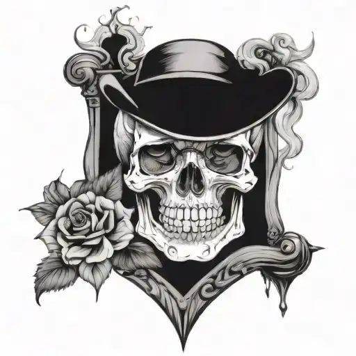 Skull And Hourglass And Smoke