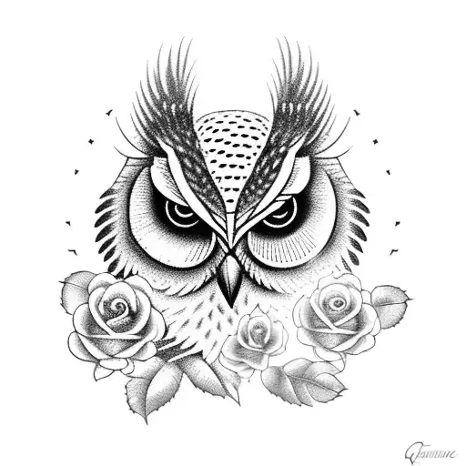 Owl With Roses