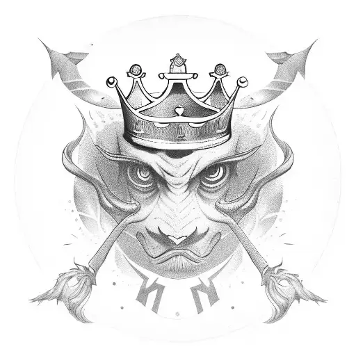 King With No-emotional Mask And Crown