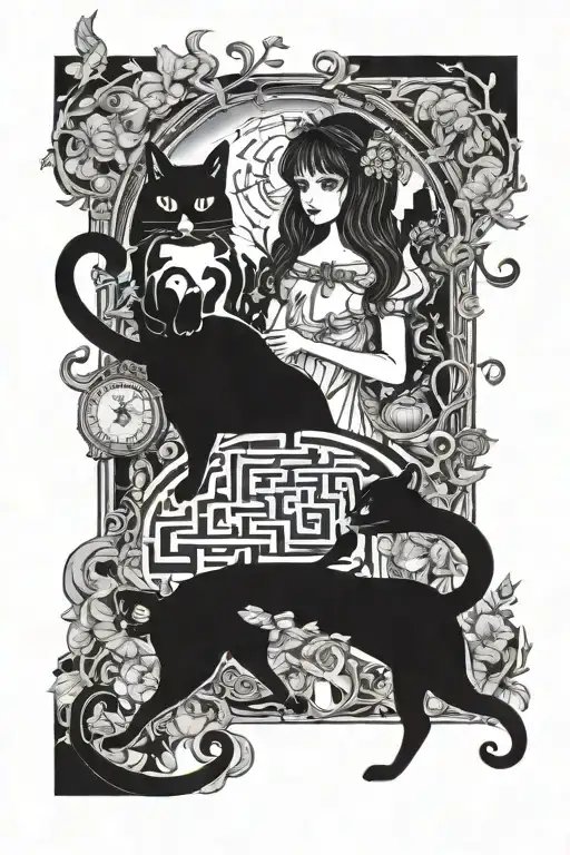 Fairy And Wonderland With Cats And A Labyrinth Maze Made
