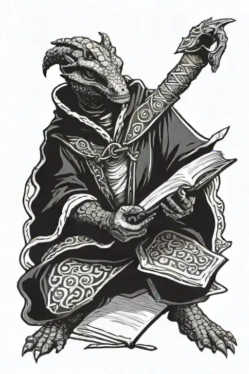 Argonian In A Robe Holding Open Book