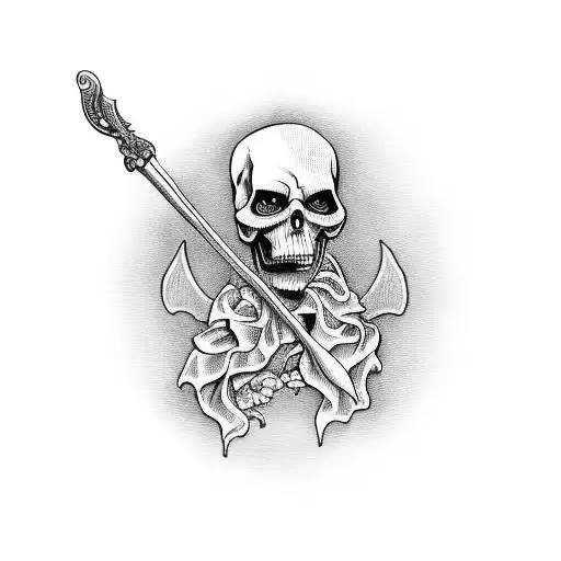 The Grim Reaper Sitting On A Clock