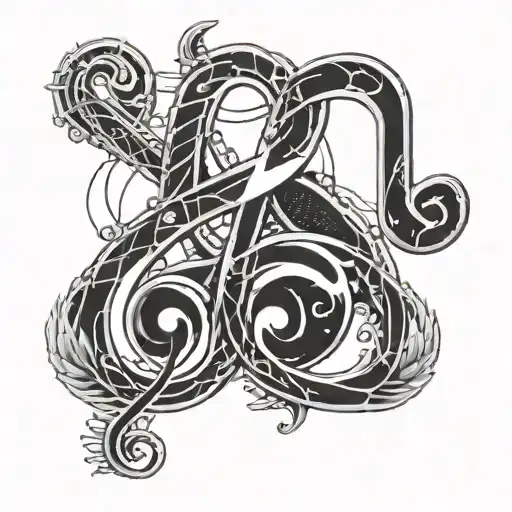 A Detailed Blackwork Tattoo Of A Music Note Intertwined With A First Responder's Badge