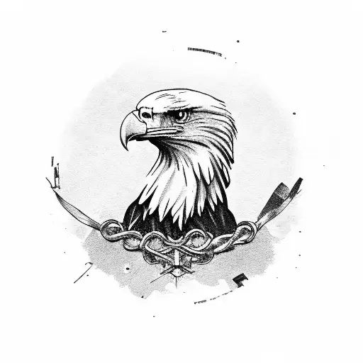 Bald Eagle Stading On A Globe With A Foul Anchor