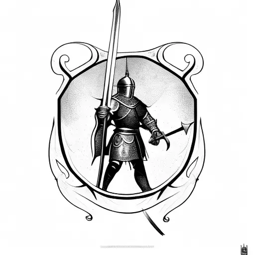 Full Body Medieval Style Epic Knight With Sword