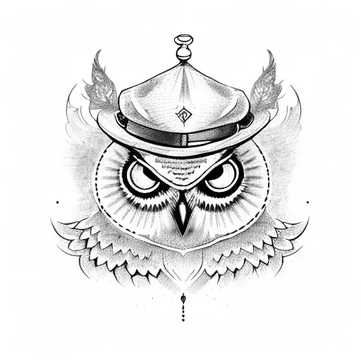 An Owl Wearing A Seafarer's Hat