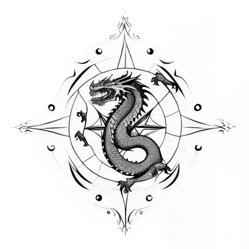 Dragon With Compass