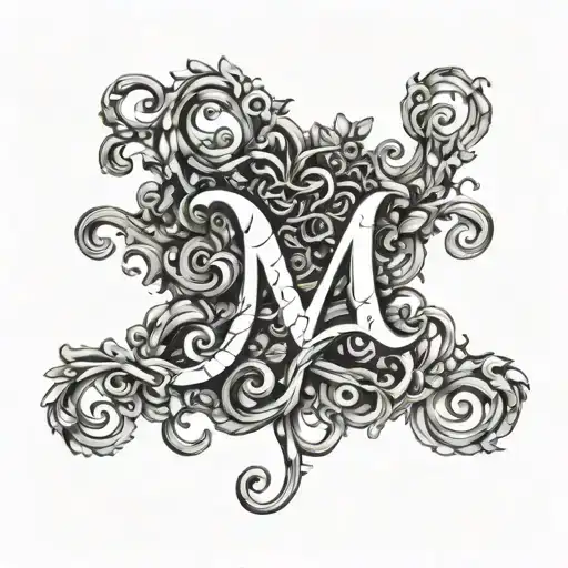 Incorporate A Unique Design Featuring Curly Hair Intertwined With The Letra M Symbol