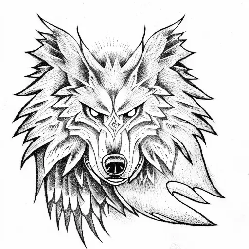 Angry Wolf With Angel Wings