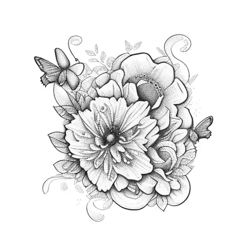 Delicate Floral Butterfly Silhouette