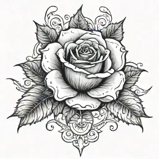Rose With Stem And Thorns Beautiful Design Incorporating Elements