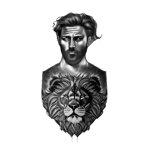 A Portrait Of A Man With A Sun And Lion On His Chest