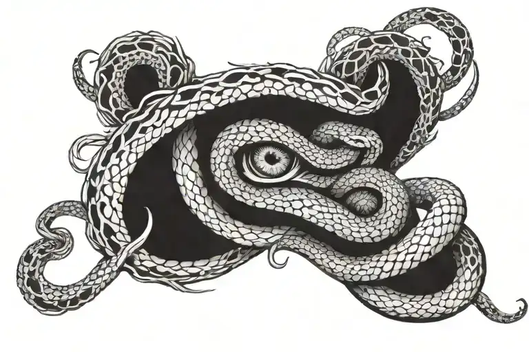 Snake Around The Neck With A Woman's Eye