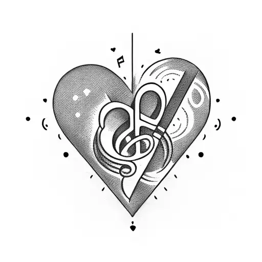 A Heart-shaped Music Note Surrounded By A Swirling Moon