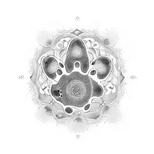 A Mandala Design Incorporating Elements Of Dog Paws And Children's Handprints