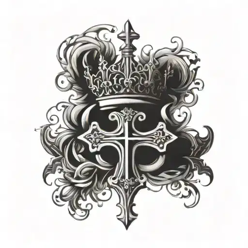 Christian Cross With Crown