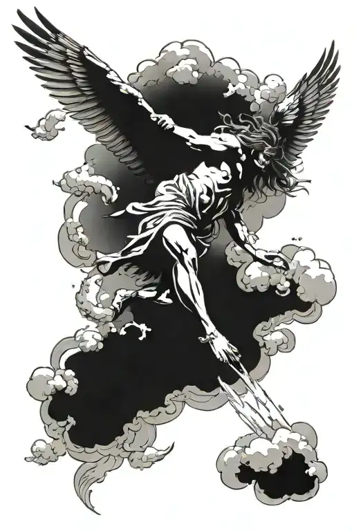 Icarus Falling Through Clouds