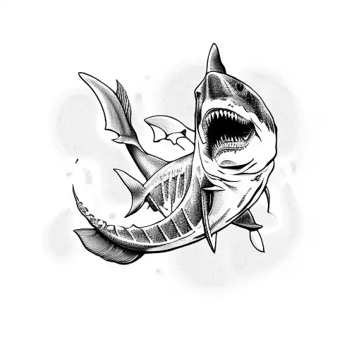 Great White Shark And Mermaid