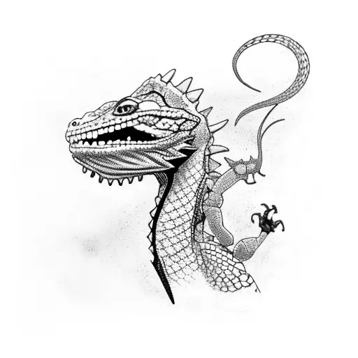 A Fierce Female Biker Surrounded By A Swarm Of Lizards On Her Motorcycle