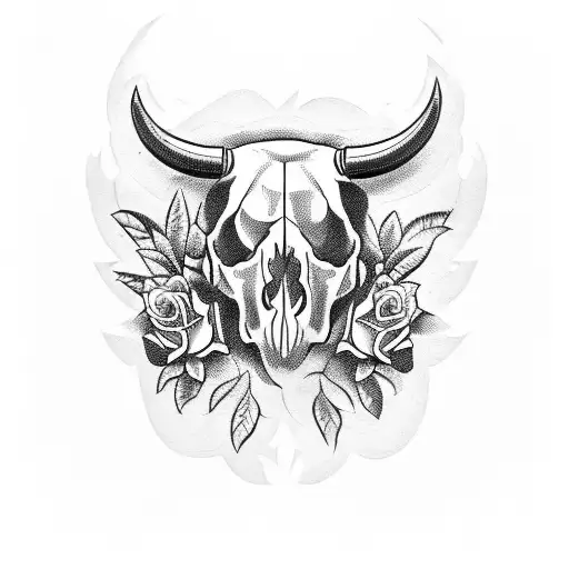 Bull Skull And Roses