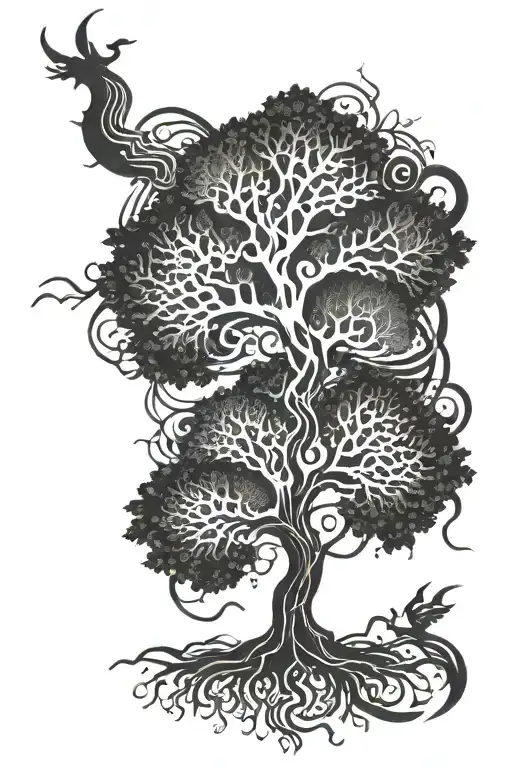Tree Of Life With Heaven And Hell Symbology