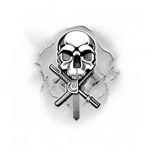 A Skull With Wrenches As Crossbones