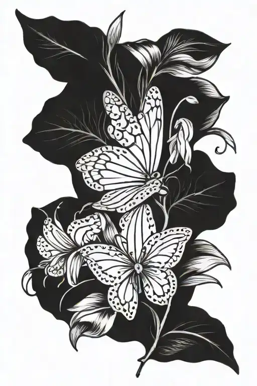 Lily Flower With Ulysses Butterfly