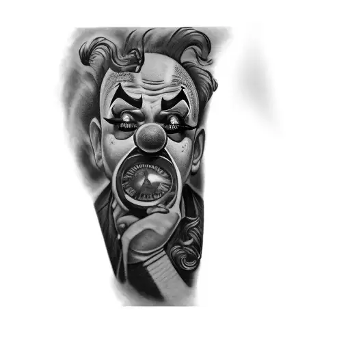 A Clown Shooting Himself In The Head With A Gun