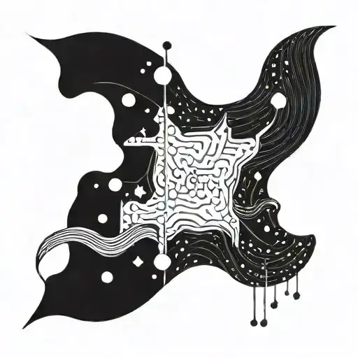 Abstract Wave Patterns Combined With Sagittarius Constellation