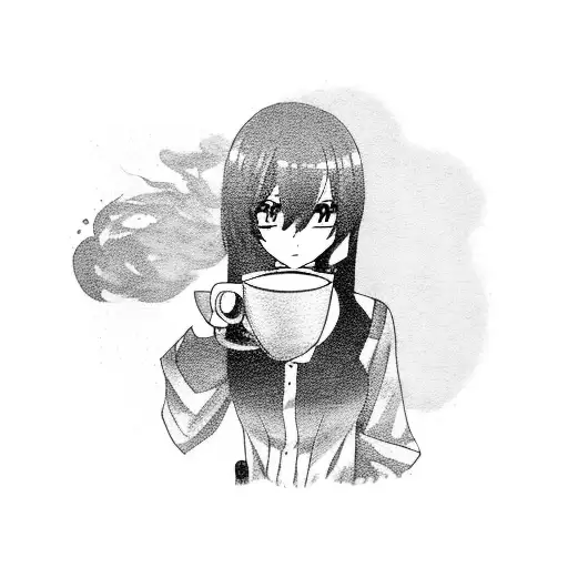 Anime Character Holding A Coffee Cup