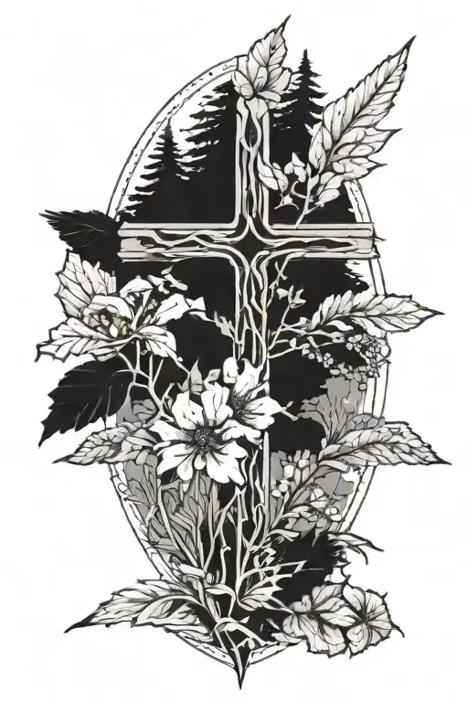 Cross With Nature Scene