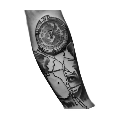 A Man On A Horse With A Map On His Forearm