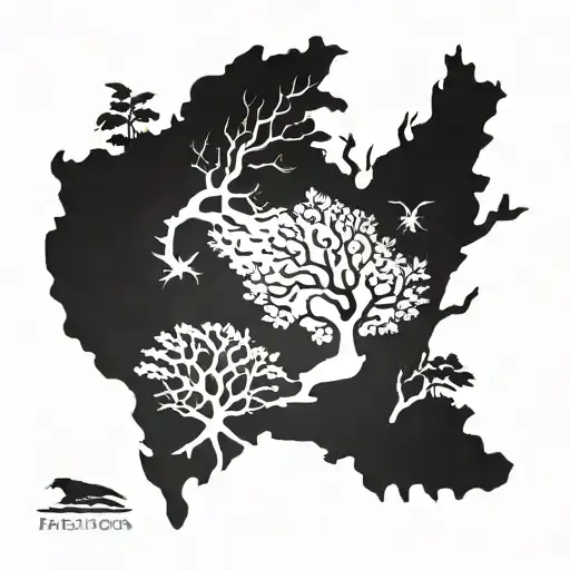 A Tattoo Of A Family Tree With Roots Spreading Across A Map Of The Usa And Mexico With Eagle