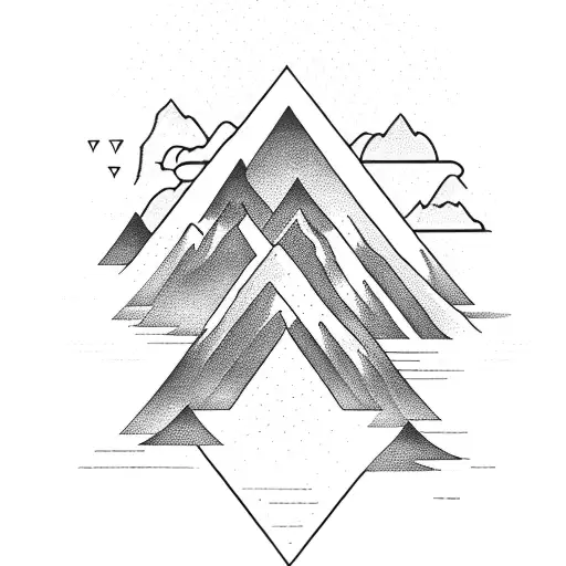 A Majestic Mountain Range With Musical Notes Flowing From Its Peaks