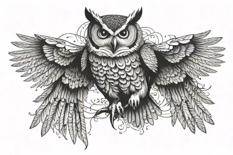 Owl With Wings Outstretched As If Flying Toward You