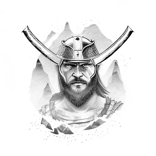 Viking Warrior Wielding An Axe In A Norwegian Forest With Ravens