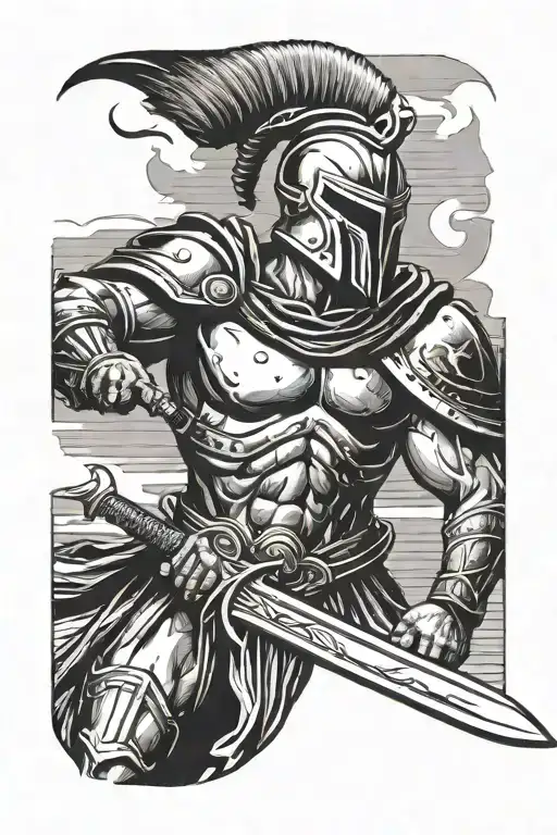 Spartan Warrior Wielding A Sword