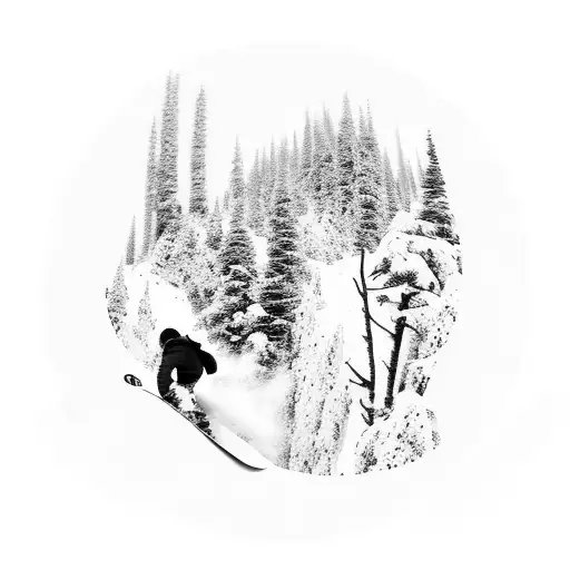 A Snowboarder Carving Through A Mountain Landscape