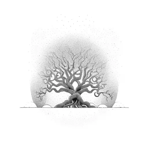 A Beautiful Tree With Intricate Roots Symbolizing The Strong Foundation Of Family